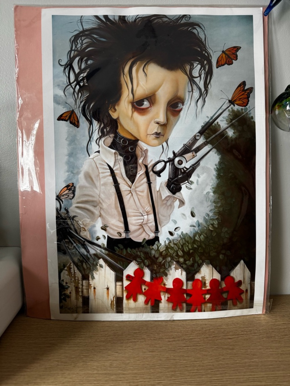Surreal Edward-Inspired Art Print in White & Black with Red Accents